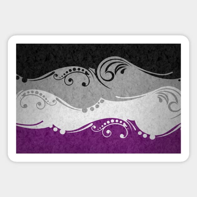 Fancy Swooped and Swirled Asexual Pride Flag Background Sticker by LiveLoudGraphics